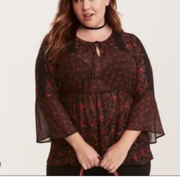 26. TORRID SIZE 2 chiffon sheer peplum top - Picture 2 of 2